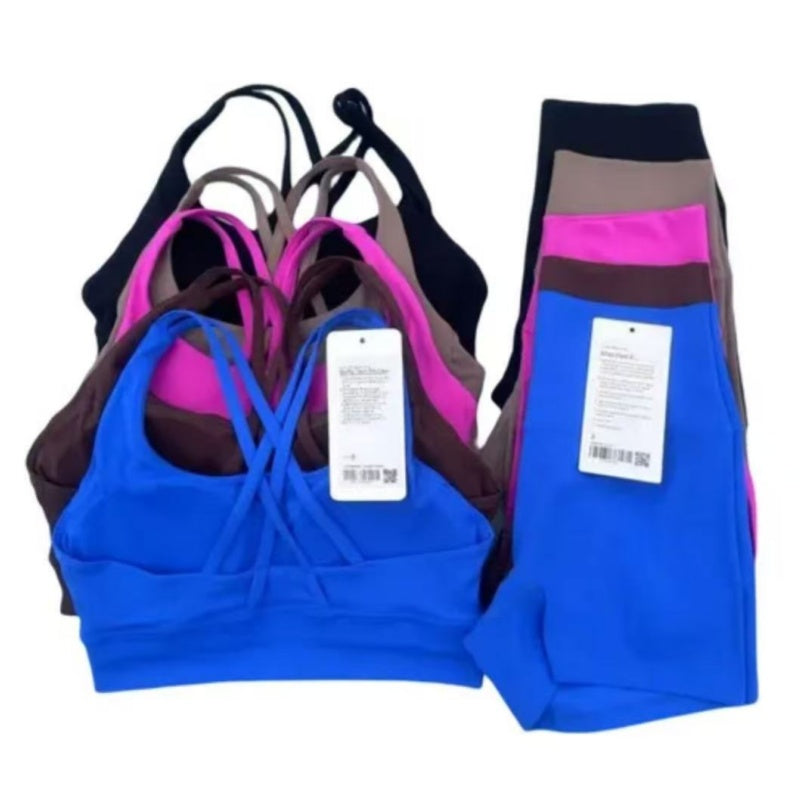 Women Yoga Set workout set Backcross Sport Bra Fitness Tank Top High Waisted Workout Tights Biker Gym Shorts Tracksuits Activewear