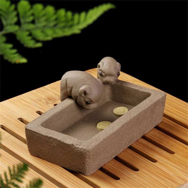 Tea tray tea set sculpture purple clay tea pet Chinese rough pottery craft gift Kung Fu tea set W240815