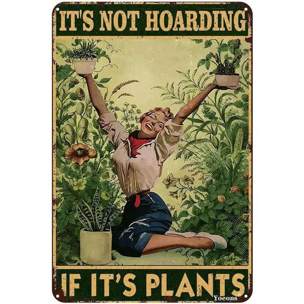 Retro metal tin garden signifies that it wont hoard if its plants are interesting wall decorations home gifts retro garden decorations W2411