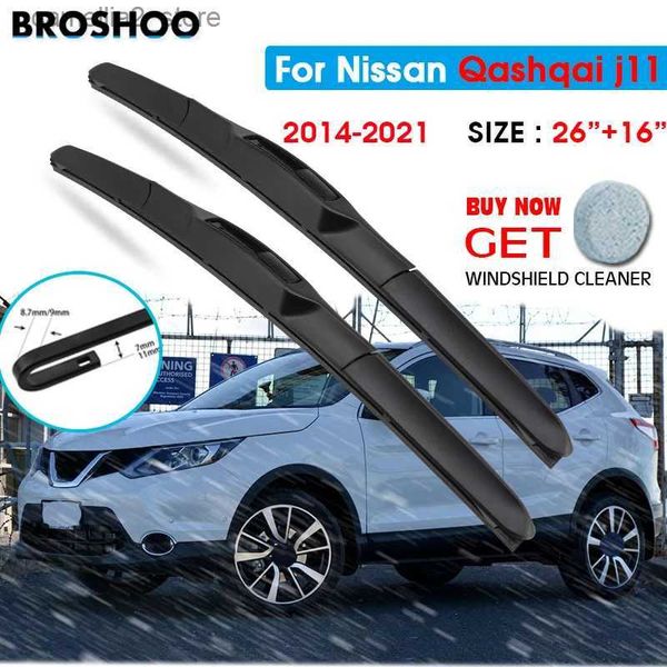 Car Wiper Blade For Nissan Qashqai j11 26 +16 2014-2021 Windscreen Windshield Wipers Blades Window Wash Fit U Hook Arms Q231107