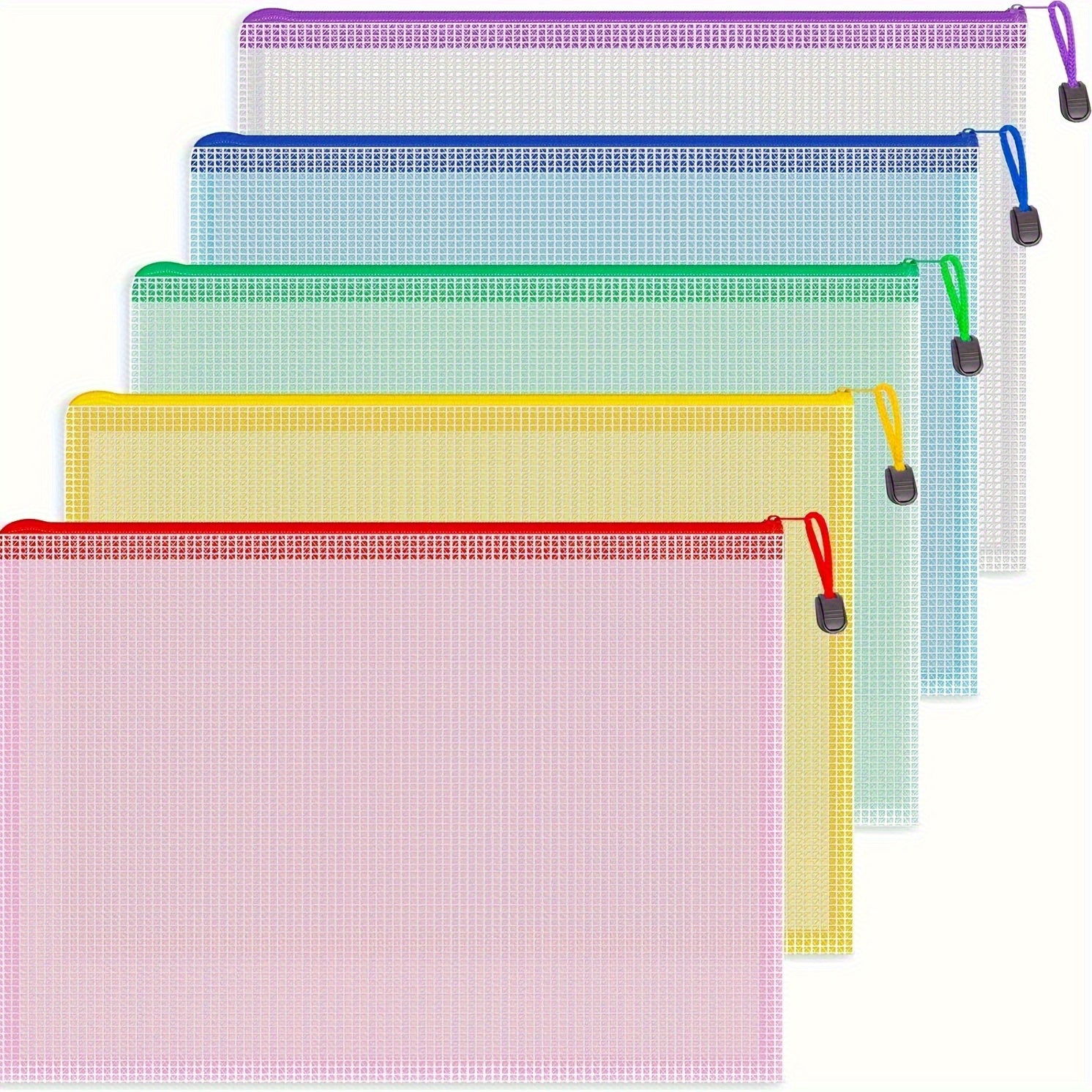 TEMU 4pcs Mesh Pouch, Waterproof Zipper File Bags Document Multipurpose Travel Bags For Office, School, Board Game, Puzzles, Cosmetics, Travel