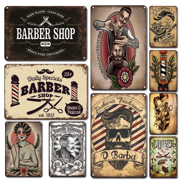 Vintage Styles Barber Tools Shop Metal Paintings Poster Tin Sign Retro Man Cave Home Decor Plates Personalized Classic BarberShop Zoon Decor