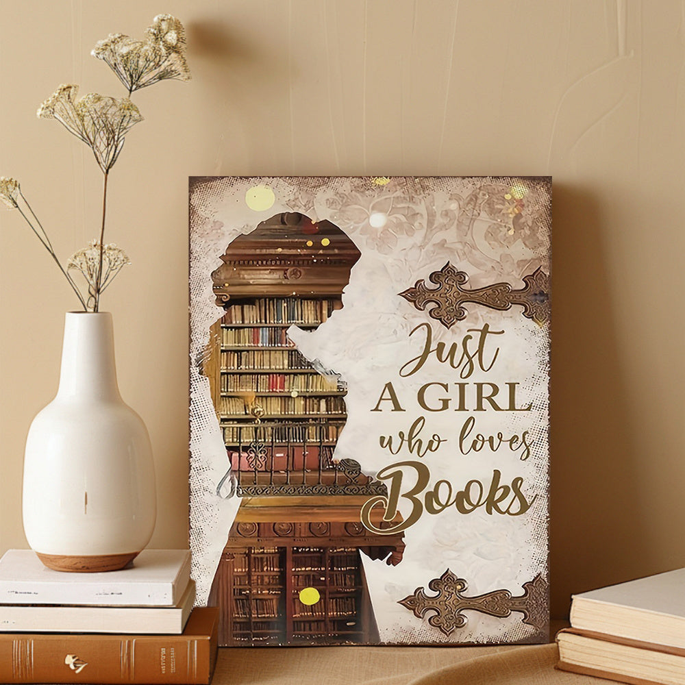 TEMU Vintage Bookshelf Canvas Art Poster - ' Who Books' - Unframed Wall Decor For Home, Office, Or Café - 12x16 Inches - Featuring A Thoughtful Book