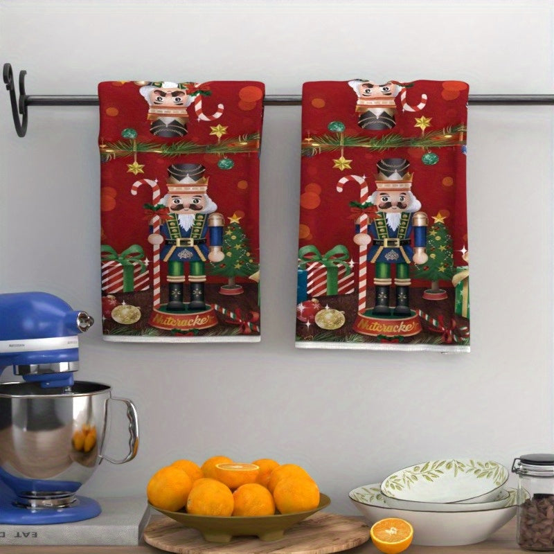 TEMU 2pcs 18 X 26 Inch Nutcracker Christmas Themed Soft Towels Holiday Decor Festive Kitchen Bathroom Hand Towel Seasonal Gift Set Home Accent