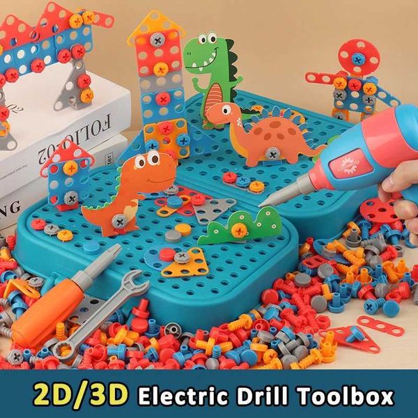 Children Electric Drill Toolbox Driller Games 3D Tool Toy for Boys Montessori Screw Puzzle Kid Pretend Play Toys Children GiftC250206