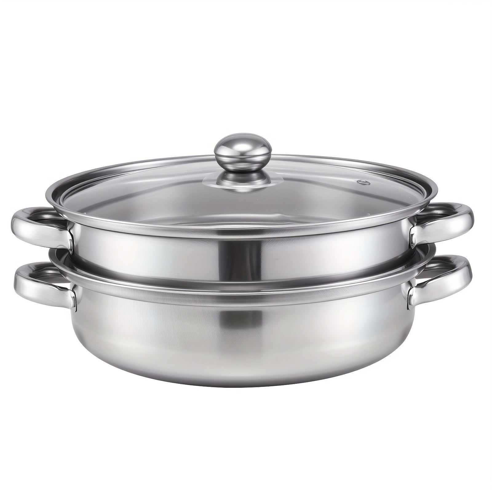 TEMU 28cm Wide 2-3-layer Steamer For Steaming & Boiling, Durable Stainless Steel Pot, Stainless Cooking Pot Ideal For Simmer Sauce, Healthy Meals,