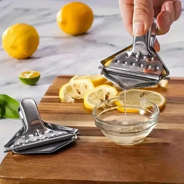Household Hand Press Stainless Steel Lemon Tongs Rustproof Manual Juicer Lemon Squeezer Clip Silver Citrus Presser Grape X250125