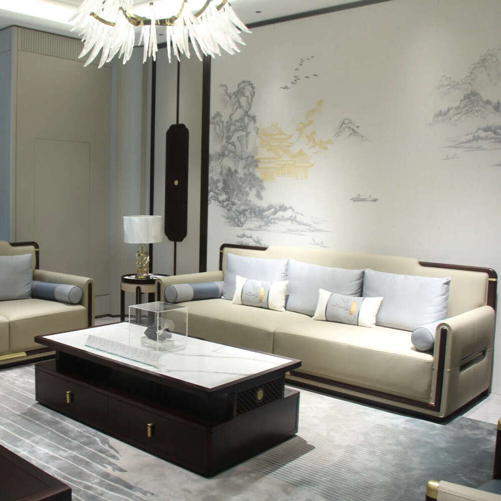 Zhong zhixin High-end design sofa features carefully crafted genuine leather with a solid wood frame