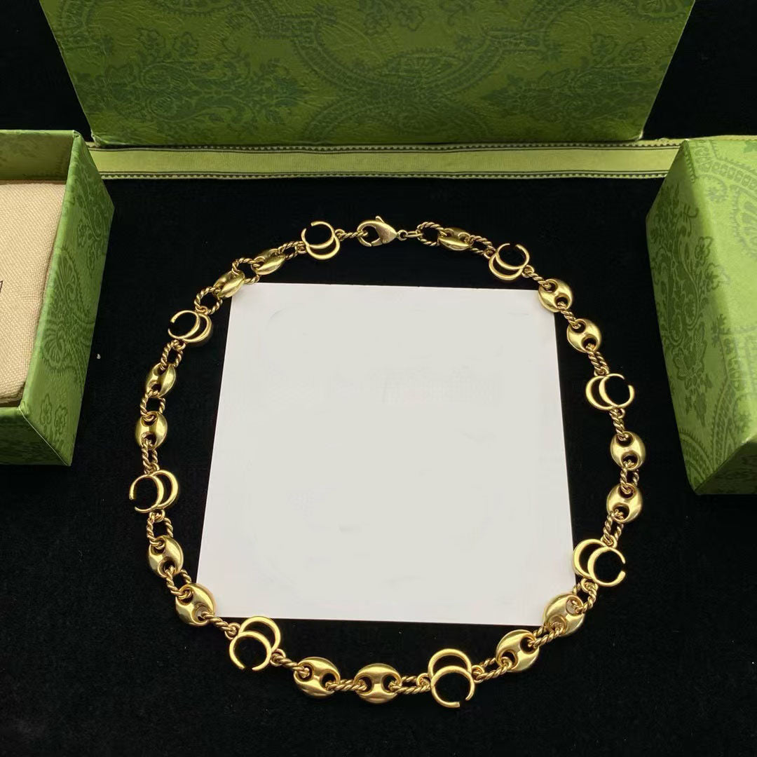 Luxury Designer Gold Letter Chokers Necklace Women&#039;s Fashion simple exquisite short necklace gift jewelry