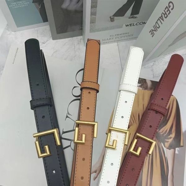 New women&#039;s color cowhide double letter smooth buckle simple everything fashion decoration female culottes belt spot wholesale