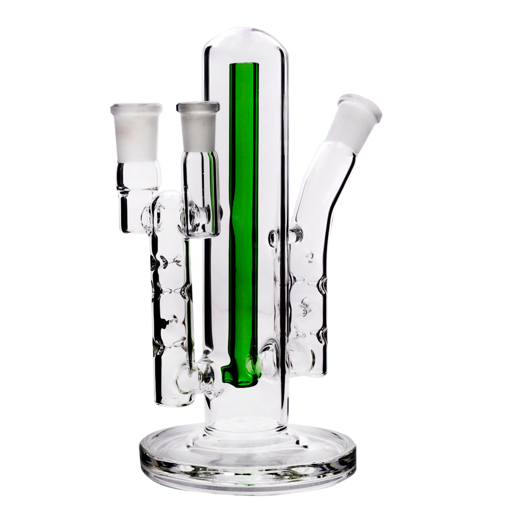 8 in 1 14mm 10mm Double Dual Ports Cooling Dimpled Dry Water Pipe Bubbler Glass