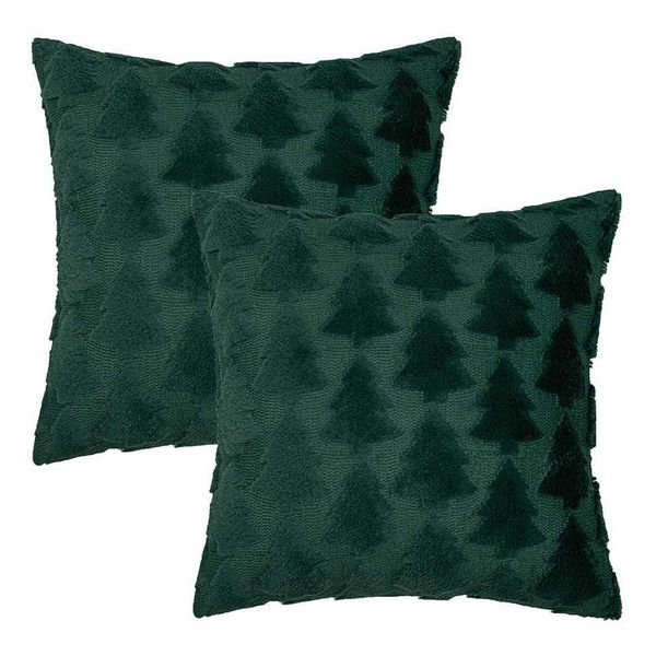 Pillow Case Christmas Tree Decorative Throw Covers Set of 2 Soft Cases for Couch Sofa Bed Girls Room GreenC241109C241111