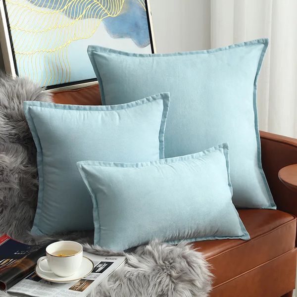 60x60 cm fashionable solid color light pink pillowcase velvet soft cushion pillowcase sofa soft cushion pillowcase 241121