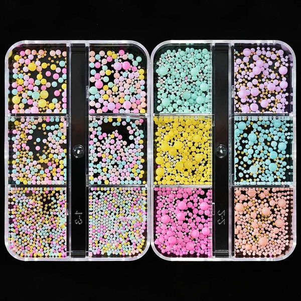 1 box of mini Macaron Bubble Nail Beads Charm 3D Candy Resin Caviar Nail Beads Diamond DIY Kawaii Rhinestone Nail Accessories W240829
