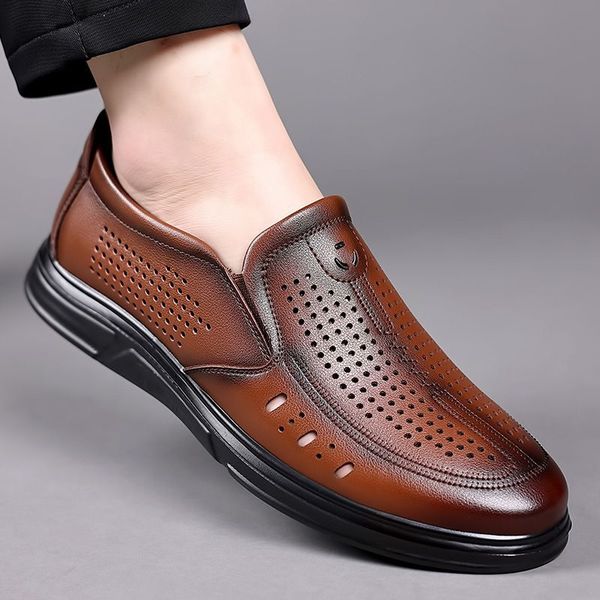 Summer Breathable Hollowed Out Leather Business Formal Men&#039;s Shoes For Men