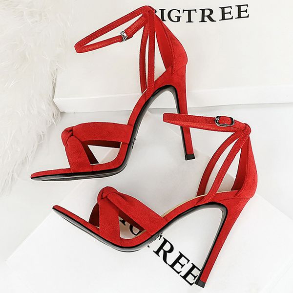 11cm BIGTREE Heeled Ladies Shoes Summer Stilettos Women Sandals Suede Woman Pumps High Heels 2023 New bde4