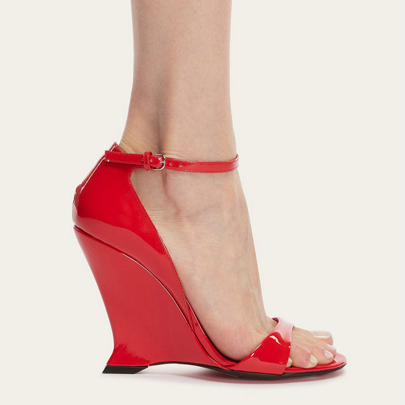 2024 Fashion Wedge Sandals Peep-toe Runway Roman High Heels Sky-high Solid Sandals