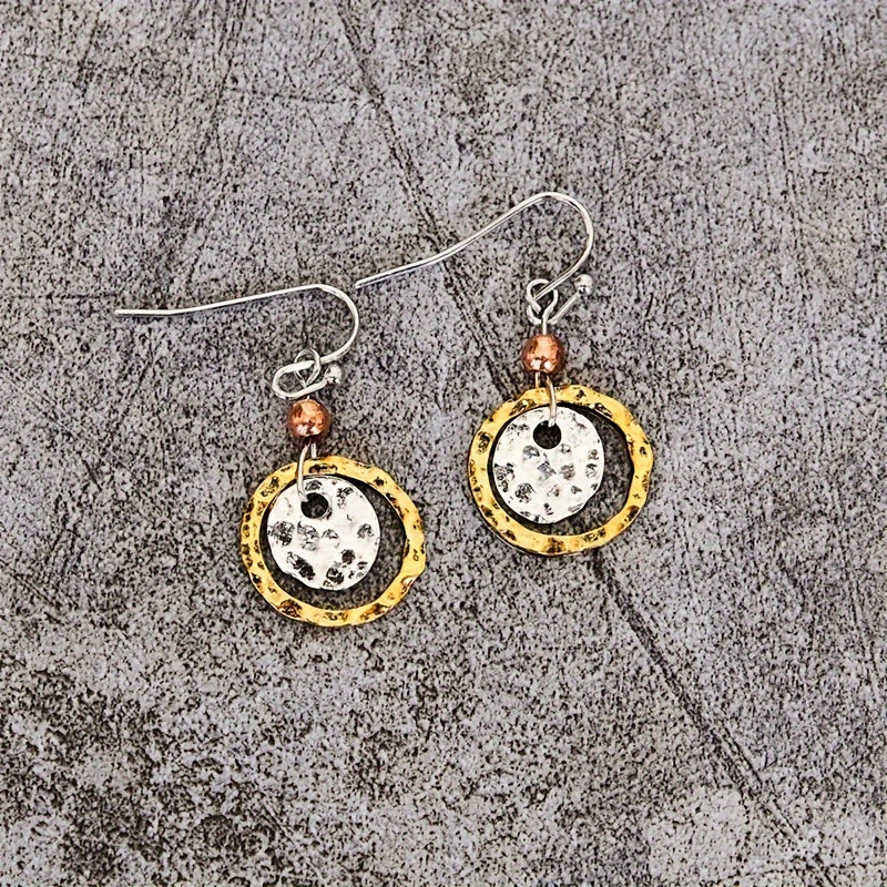 TEMU Simple Bead Hoops Hammer Disc Drop Earrings Ethnic Bohemian Creative Earrings Party With Everyday Wear Jewelry