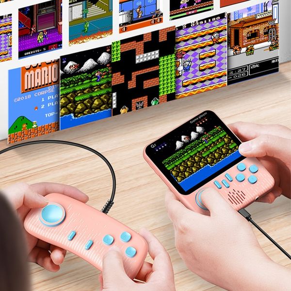 Mini Protable Macaron Game Console G7 Handheld 3.5 Inch Screen 1CM Ultra-thin Retro Bulit-666-in Classic TV Video Games Players for Family G