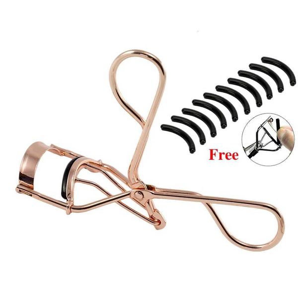 Proffessional Rose gold Eyelash Curler Eye lash Curling Clip Eyelash Cosmetic Makeup Tools Accessories with 10 free Silicone PadXJ241118