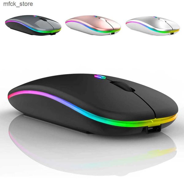 Mice LED Wireless USB Rechargeable Bluetooth-compatible RGB Silent Ergonomic Mouse With Backlight For Laptop PC ipad J241220