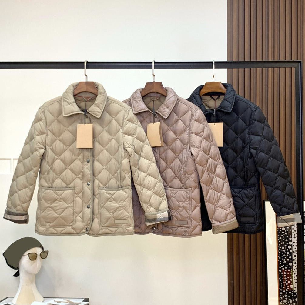 Womens Down Jacket Lightweight Warm Slim Fit Luxury Fashion Coat Natural White Goose Down Filling Top Quality Stylish Elegant Outerwear Classic Plai