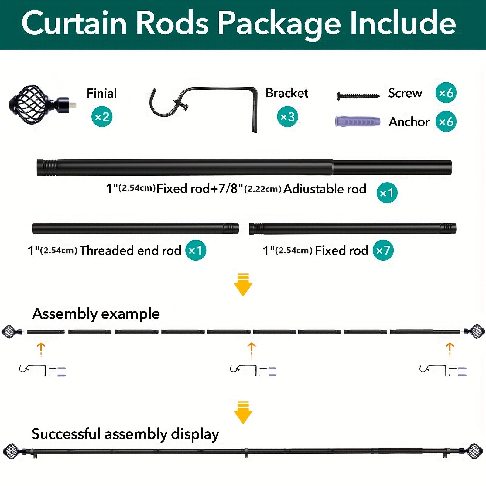 TEMU Curtain Rods For Windows, Modern Decorative Brass Rods, Heavy Duty Curtain Rods, Rods For Bedroom, Living Room, Patio, Kitchen, Farmhouse,