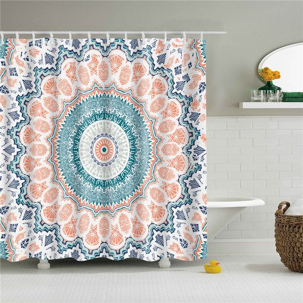 Shower Curtains Bohemia Geometric Blue Sky Moon Frabic Waterproof Polyester Curtain Bathroom Bath Screen with 12 Hoo 230919