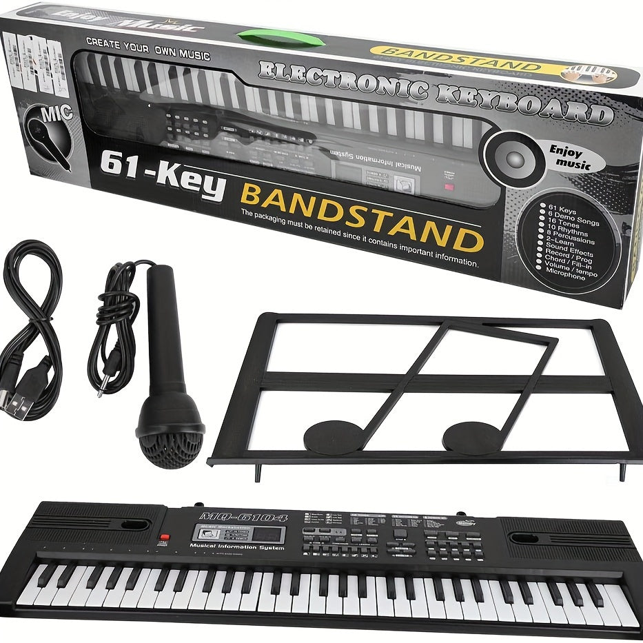 TEMU 1pc 61-key Electronic Keyboard With , Microphone Birthday Gift Keyboard Electric Digital Music Keyboard 61 Key Electronic Keyboards Microphone