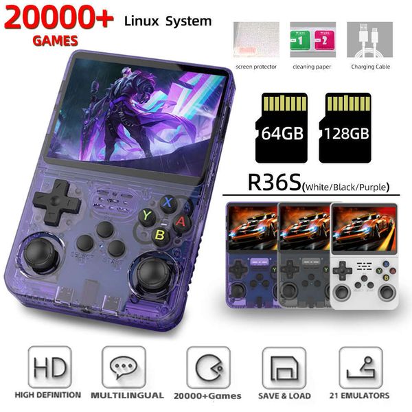 R36S Game Console 128gb Retro Classic Games ux System Open Source 3.5 Inch IPS Screen Portable Handheld Video Player