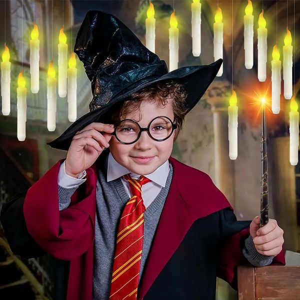 Candles 122436Pcs Halloween Floating With Magic Wand Remote Control LED Flameless Flickering Candle Home Hanging Light 230919