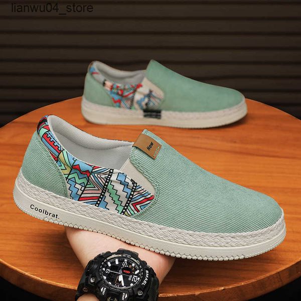 Casual Shoes Casual Canvas Shoes | Ethnic Style Flat Bottom Driving Loafers | Green H250110