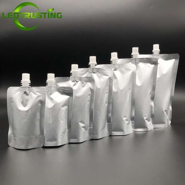100Pcs 100Ml~600Ml Stand Up Aluminum Foil Suction Nozzle Bag DIY Party Tea Coffee Juice Milk Liquid Beverage Soup Beer Pouches