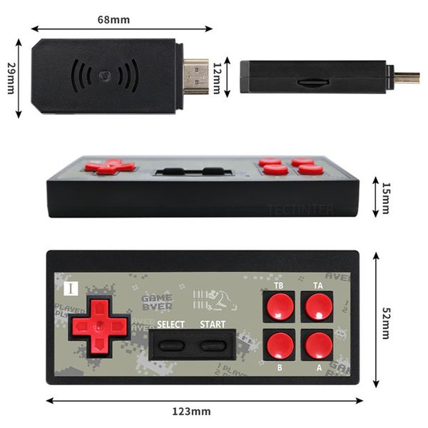 Y2S Game Console Host Set Mini HD Wireless Double Person Play Games Host Support HD TV Output Includes 1800 Plus Games With 2 Game Controlle