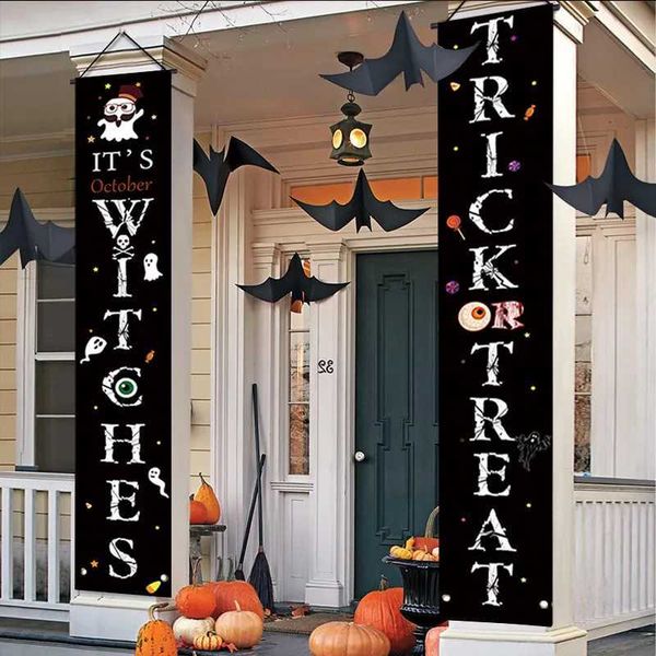 Halloween couple holiday outdoor decoration door and window curtains Ghost Festival layout flag hanging flag home garden decoration W240820