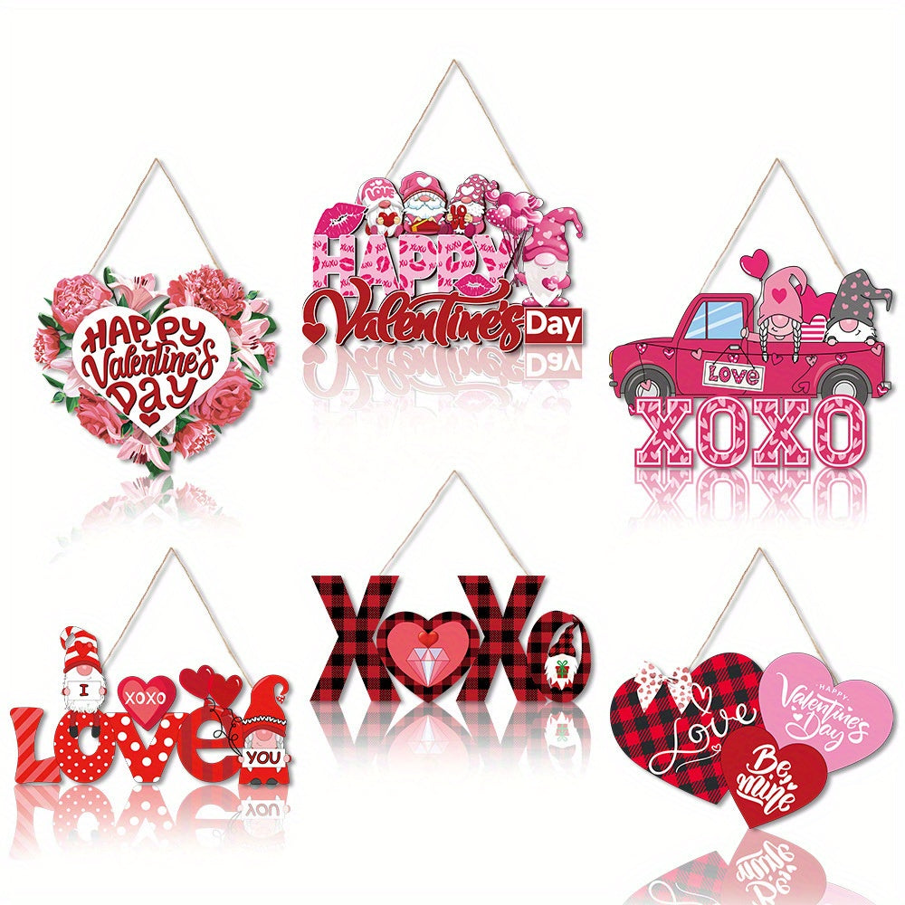 TEMU 6-pack Valentine's Day Hanging Decorations, Paper Garlands & Pendants, No Electricity Required, Featherless, For Courtyard, Entrance, Doors,