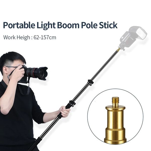 25.5-62 - 62-157cm Extension Support Rod pography Flash Speedlite Stick Rod Po Studio Microphone Boom Pole Handheld Grip 241225