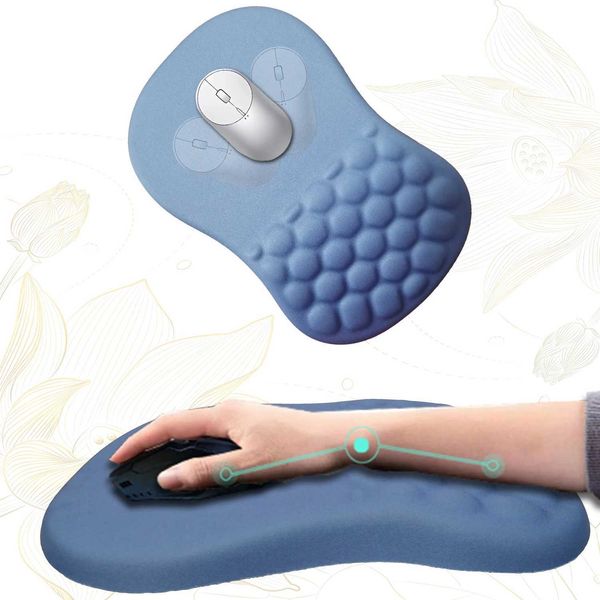 Blue Mouse Pad Wrist Rest Ergonomic Mousepad with Non-Slip BaseMasage Design Wrist Support Game Mice Mat Large Desk Mat Office Y240821