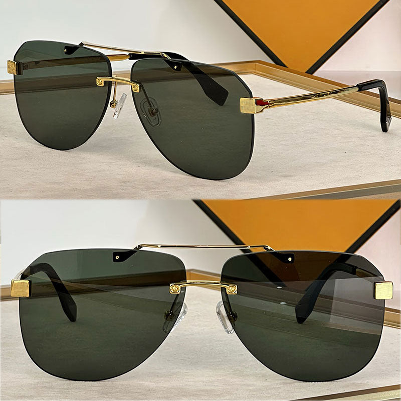 Latest Square Sunglasses 40115 Mens Designer Casual Frameless Sunglasses UV400 Protective Mirror Frame F Logo Design Mens Black Business Mirror