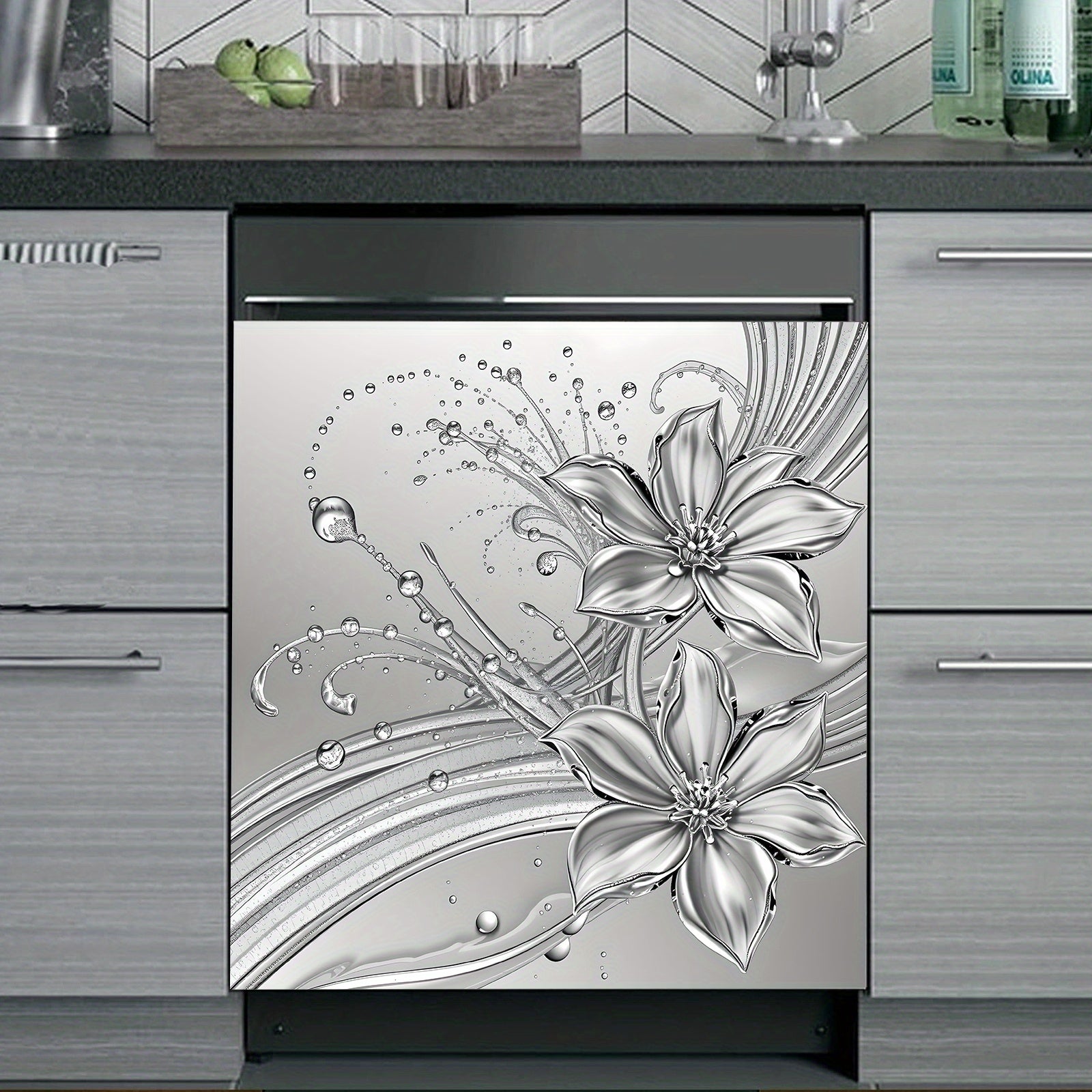 TEMU 2d Flat, 1pack Dishwasher Magnet Sticker Cover Panel Decal Refrigerator Magnetic Sticker Decorative For Kitchen Decoration, Fridge Door Cover,