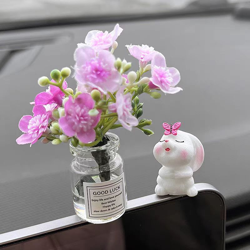 TEMU Cute Mini Resin Vase, Car Decoration, New Car Windowsill Ornaments With Figurines