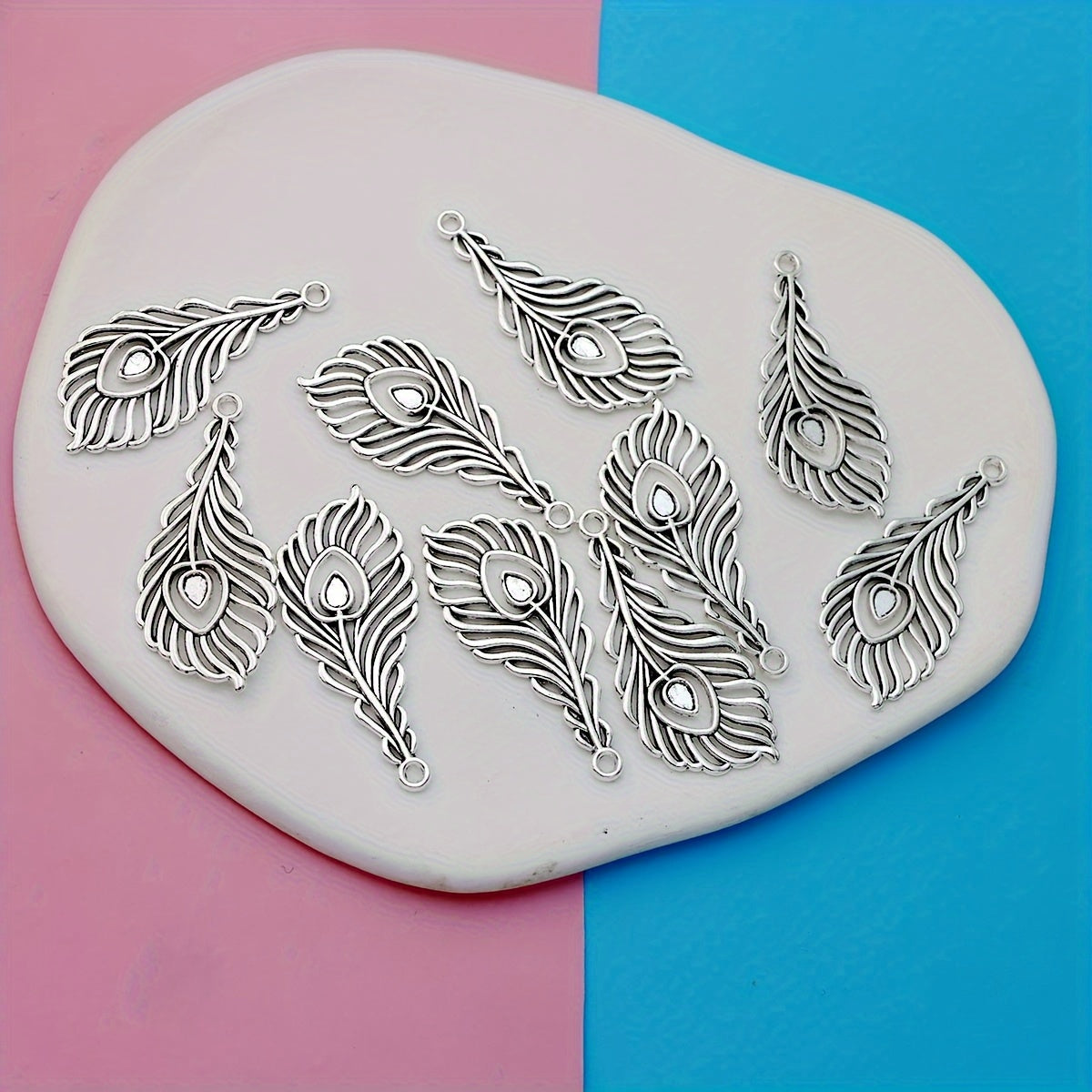 TEMU 10pcs Antique Silvery Alloy Pendants, Small Business Supplies, Making Charms For Necklaces-earrings