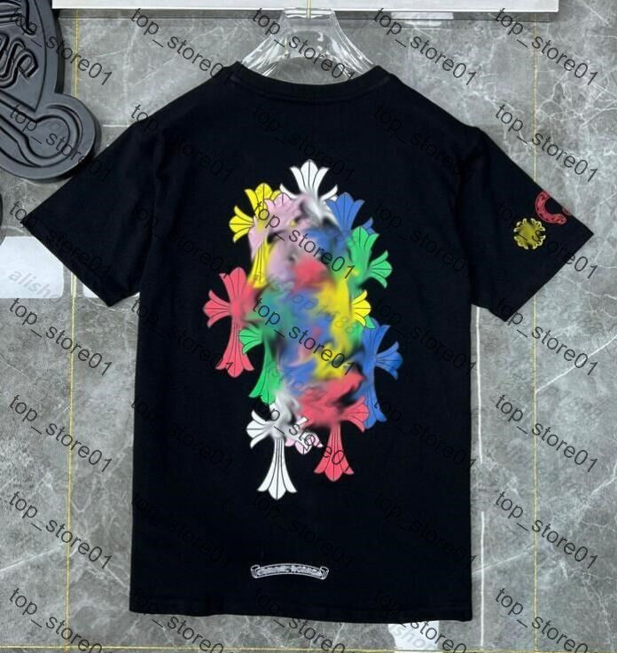 5A Designer T-Shirt For Men graphic tee 2025 Summer chrome Short Sleeve Fashion Round neck Embroidered horseshoe sanskrit cross Letter Shirts Women