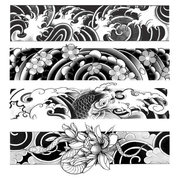 Tattoo Transfer 4PCS Body Art Temporary Tattoo Waterproof Plant-Based Retro Imitation Tattoo Half Arm Tattoo for Body Arm Chest Shoulder Thi