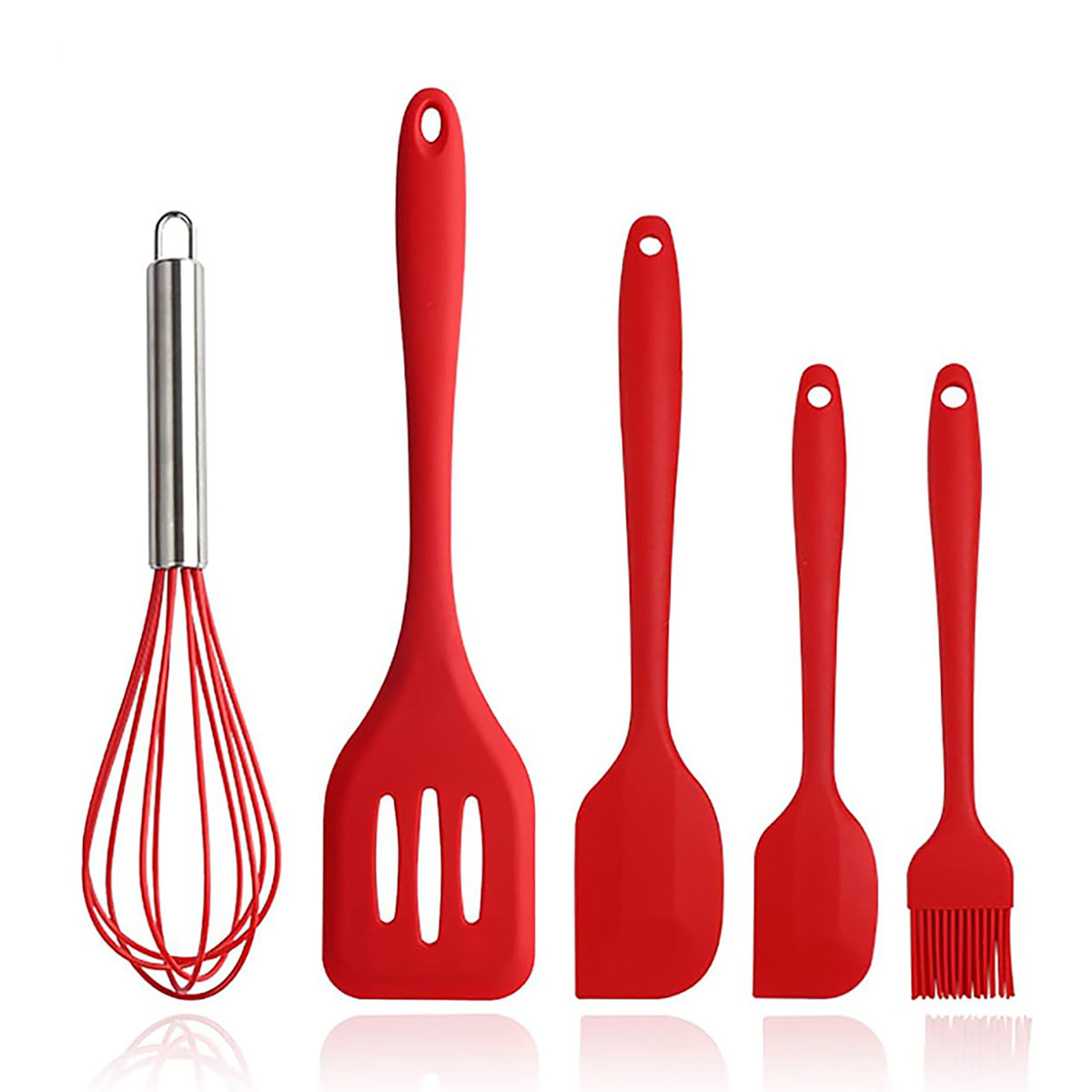 Kitchen Silicone Cooking Utensils (Set of 5) - Red