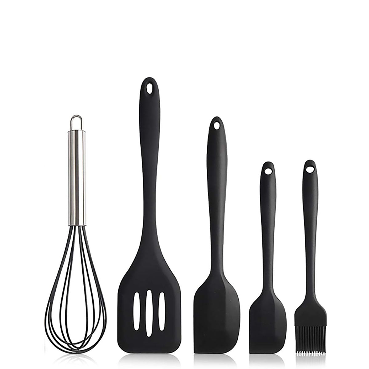 Kitchen Silicone Cooking Utensils (Set of 5) - BLACK