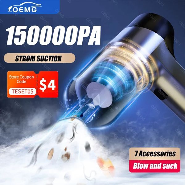 150000PA Car Vacuum Cleaner Powerful Wireless Portable Mini Handheld for Home Appliance Cleaning Machine Car Cleaner Keyboard 240718