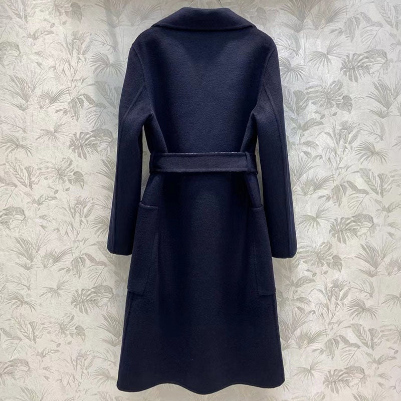 Luxury Women Coat Designer Imitation Cashmere Outerwear With Belt Autumn Winter Elegant Birthday Coats