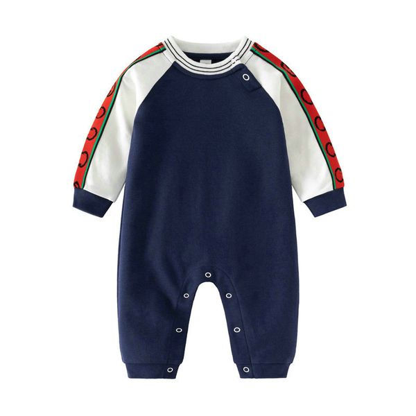 100% Cotton Kids Designer Rompers Baby Boy Girl Top Quality Long Sleeve Clothes Newborn Stripe Spring Autumn Round Collar Jumpsuits Children