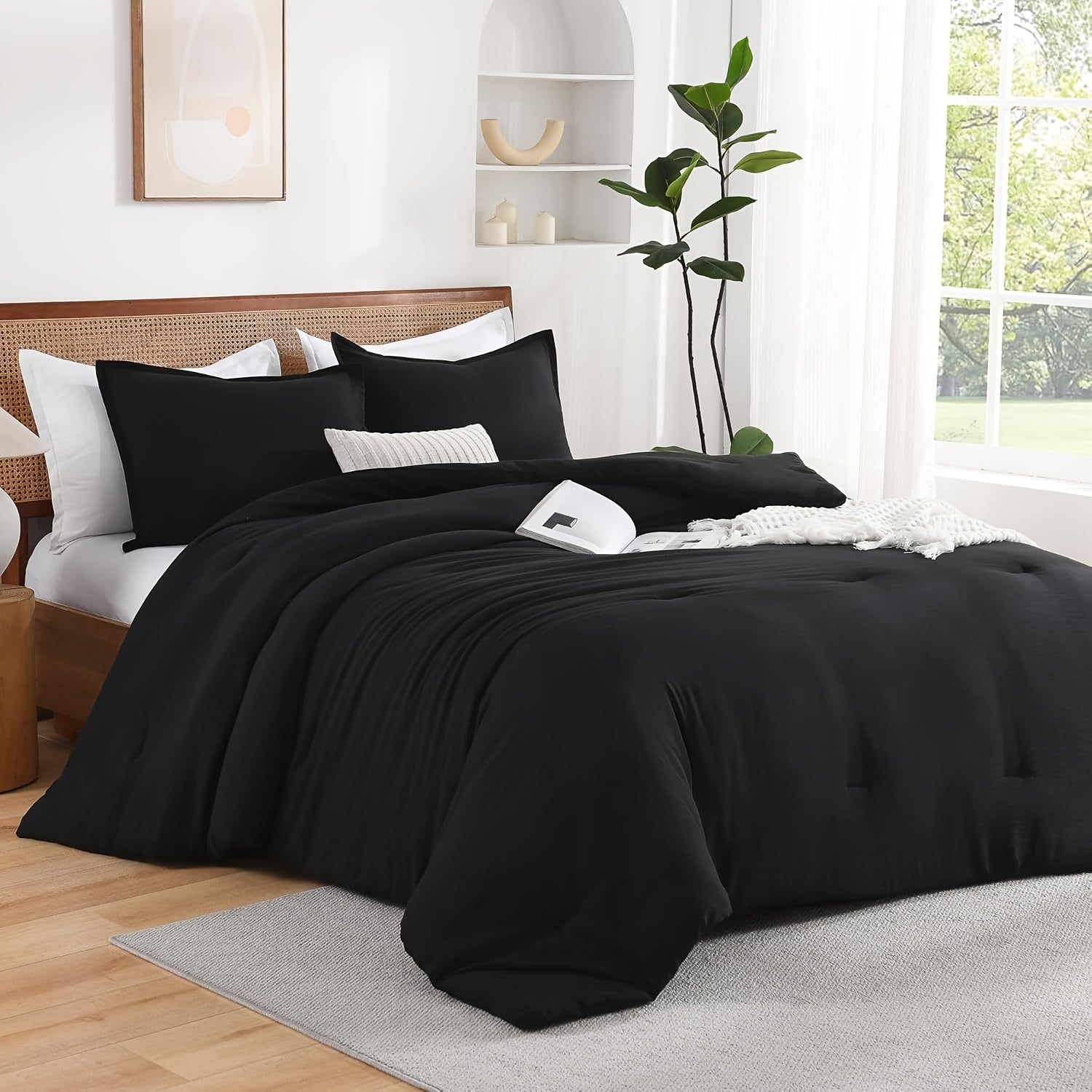 TEMU 3pcs Luxury Comforter Set Soft, Breathable, Quilted Bedding With Fluffy Fill - Perfect For All With 1 Comforter And 2 Pillowcases - Great